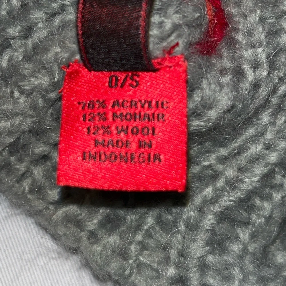 Saks 5th Ave 5|48 Mohair Wool Blend Scarf Pullover Tie Neck Grey With Multicolor